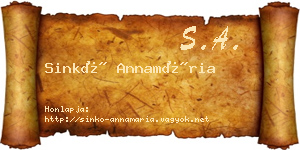 Sinkó Annamária névjegykártya